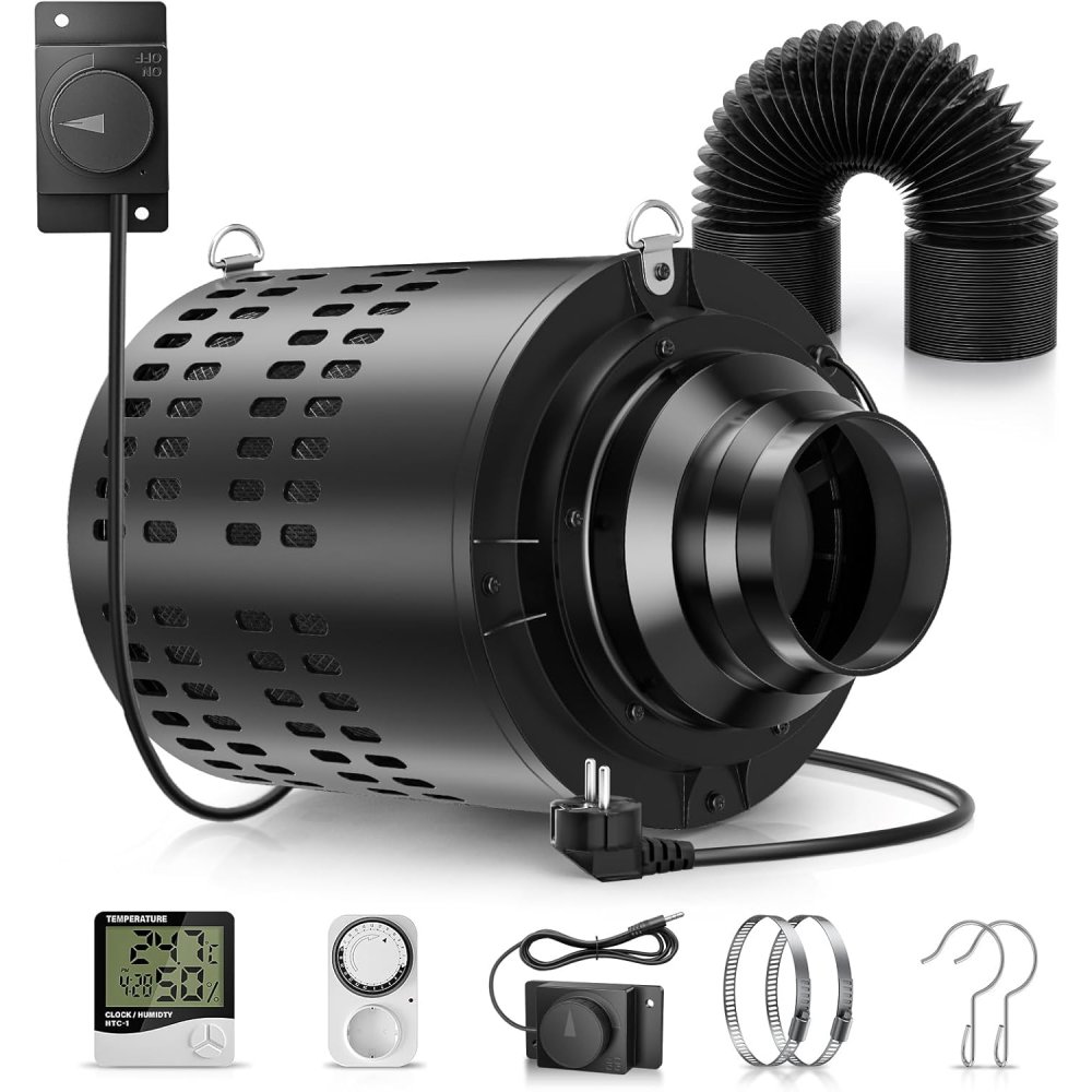 110 มม./4.3 นิ้วไอเสียพัดลมพัด - Carbon Filter Inline บทวิจารณ์และราคา